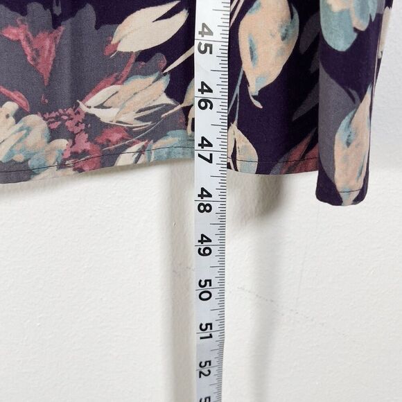 J Jill Vista Midi Dress Sz L Black Cherry Floral V-Neck Short Sleeve Pockets - Picture 10 of 10